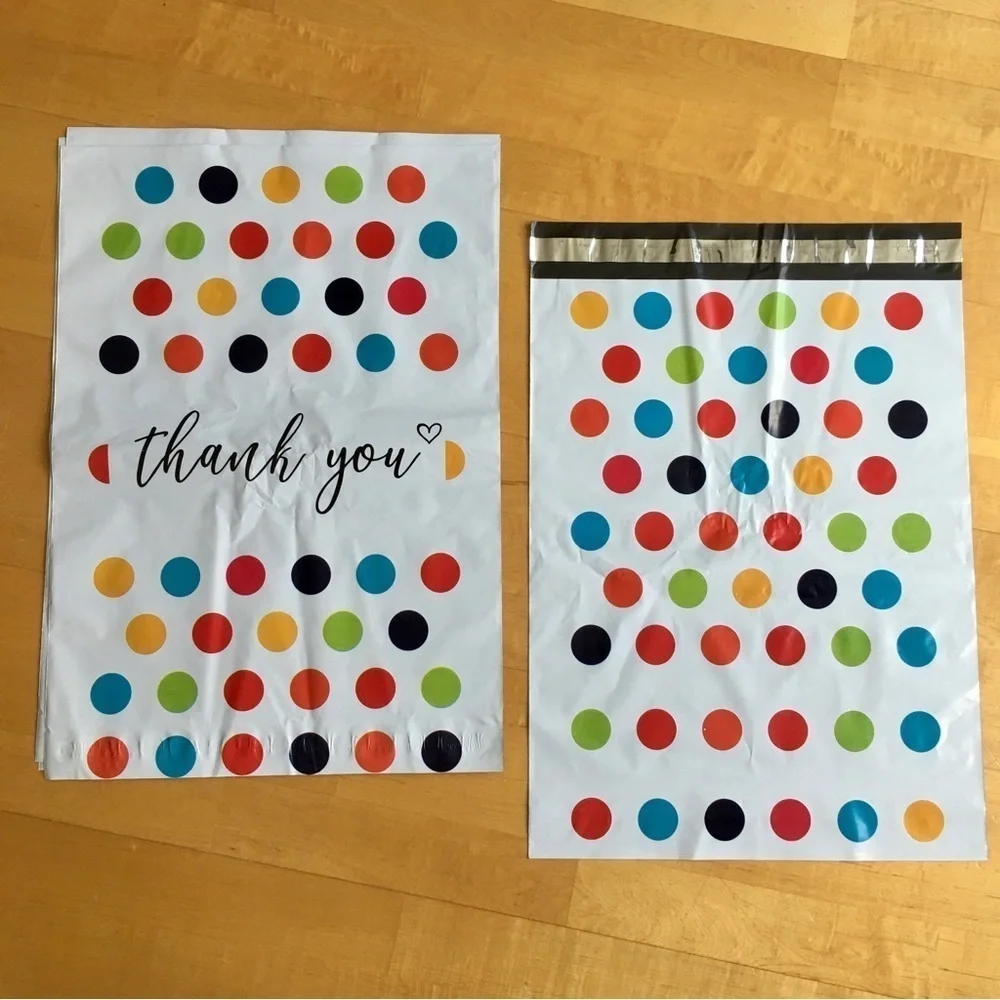 10 Count Polymailer Size Variety Bundle - HAPPY DOTS  (5/6x9 + 5/14x17)